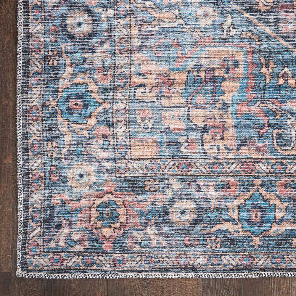 Light Blue Multi Floral Cotton Chenille Runner Rug 2' x 6'