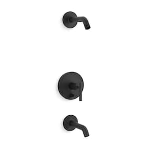Purist 1-Handle Wall-Mount Bath and Shower Trim Kit in Matte Black (Valve Not Included)