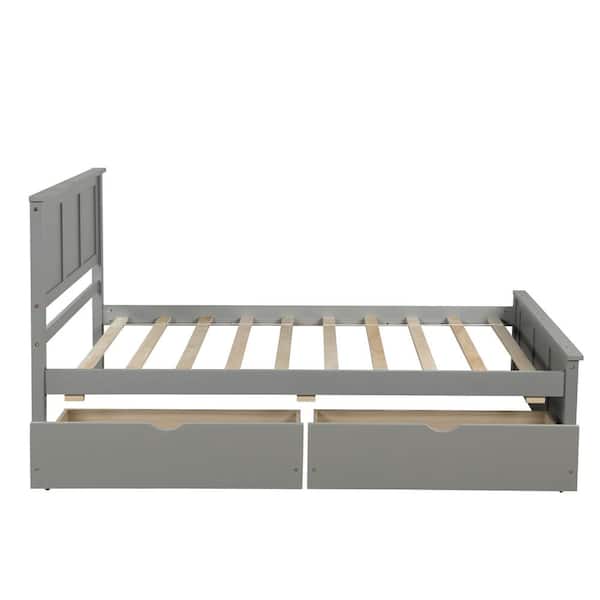 Gray Twin Size Platform Storage Bed, Build A Twin Bed Frame With Drawers