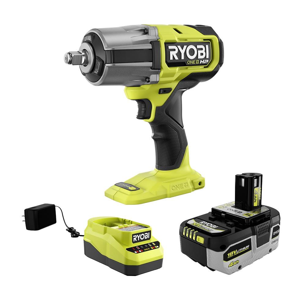 Ryobi PBLIW01K1 One+ 18V Brushless Cordless 4-Mode 1/2 in. Impact Wrench Kit with 4.0 Battery and Charger
