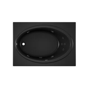 NOVA 60 in. x 42 in. Acrylic Left-Hand Drain Rectangular Drop-In Whirlpool Bathtub with Heater in Black