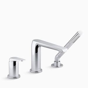 Avid 3-Hole Bath Filler with Handheld Shower Head in Polished Chrome