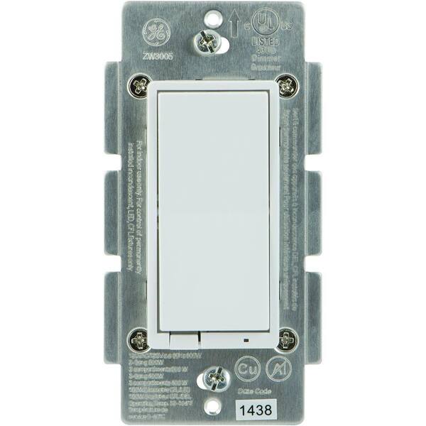 GE Z-Wave 600 Watt CFL-LED Indoor In-Wall Dimmer Switch, Almond/White Paddles
