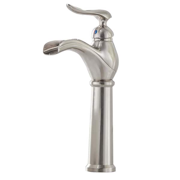 KINWELL Single Hole Single Handle Waterfall Tall Body Bathroom Vessel Sink Faucet in Brushed Nickel