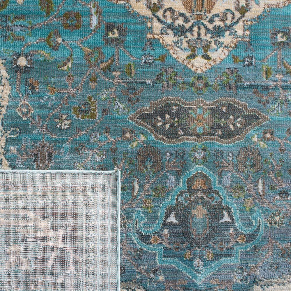 Hand-Knotted Blue and Beige Viscose 9' x 12' Area Rug