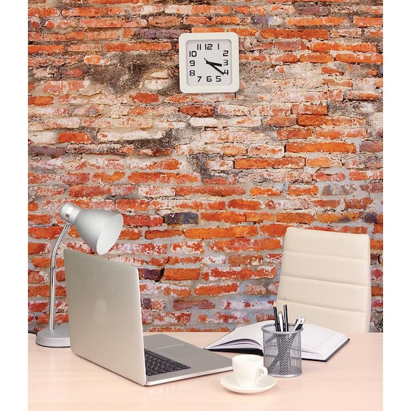 Brewster 118 in. x 98 in. Red Brick Wall Mural