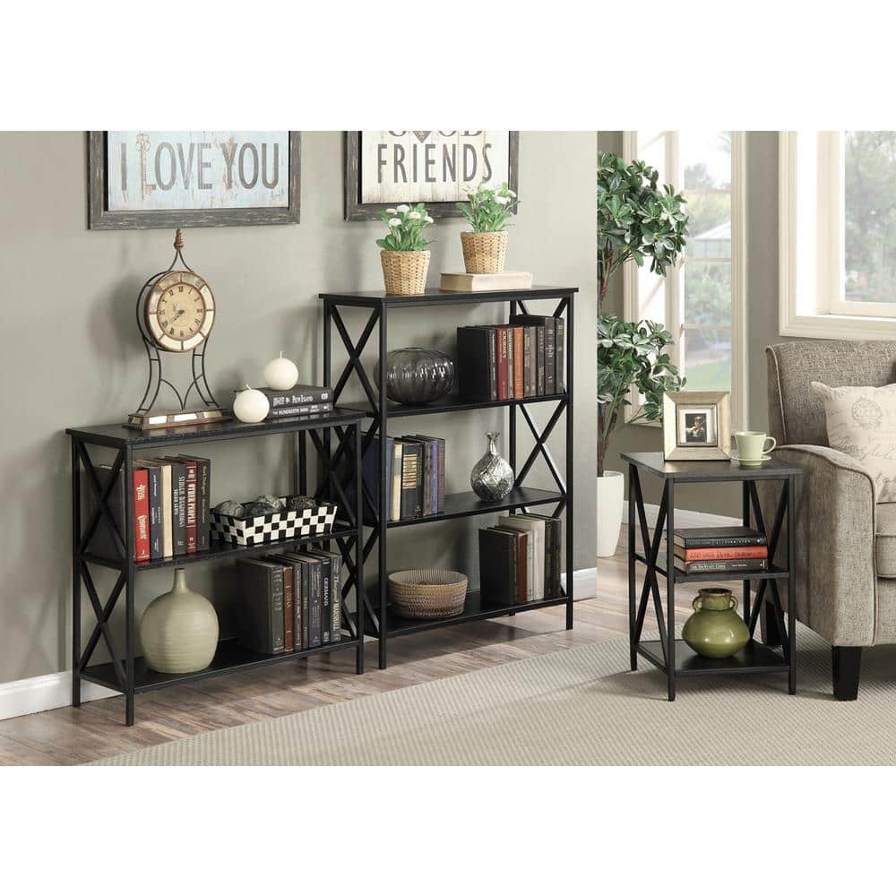 Tucson Modern Black 3-Tier Particleboard Bookcase