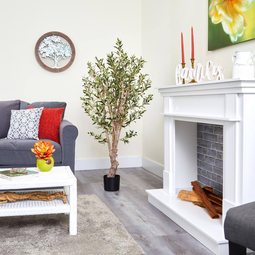 Mediterranean Elegance 5' Silk Olive Tree with Lush Leaves