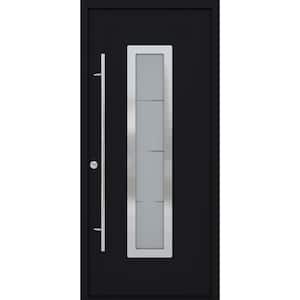 ARGOS 37 in. x 82" Right-Hand/Inswing Frosted Glass BLACK/WHITE Finished Steel Prehung Front Door with Hardware Kit