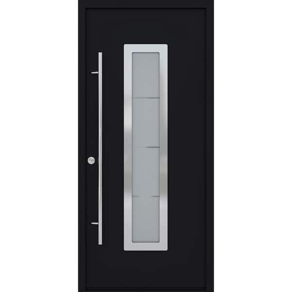 Belldinni ARGOS 37 in. x 82" Right-Hand/Inswing Frosted Glass BLACK/WHITE Finished Steel Prehung Front Door with Hardware Kit