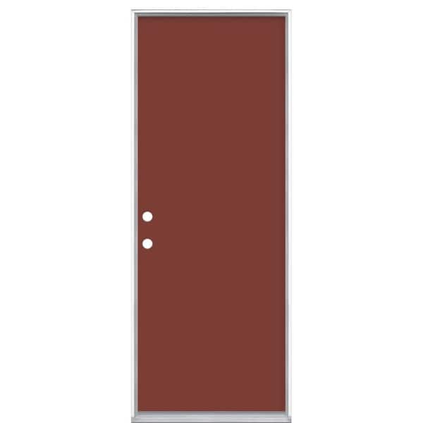 Masonite 30 in. x 80 in. Flush Right-Hand Inswing Red Bluff Painted Steel Prehung Front Exterior Door No Brickmold