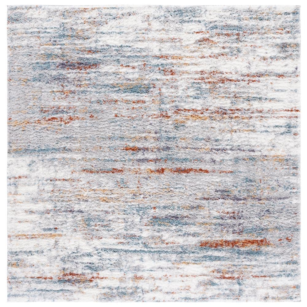 Berber Shag 5 ft. x 5 ft. Blue Rust/Ivory Marle Striped square Area Rug price history on PriceWatchPro