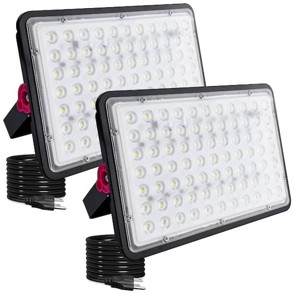 2-Pack 200W LED Outdoor Flood Lights, 6500K White, IP66 Waterproof, 180 LED Beads, 120° Beam for Yards and Courts