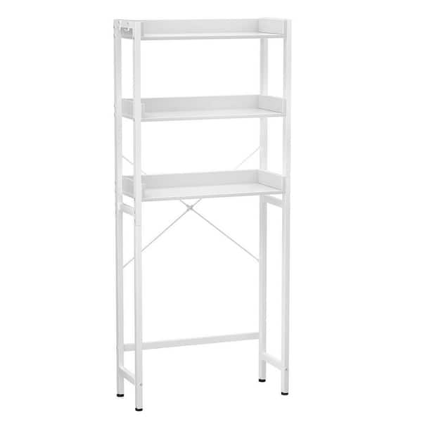 Dracelo 24.8 in. W x 63.7 in. H x 9.4 in. D White Bathroom Over-the-Toilet Storage