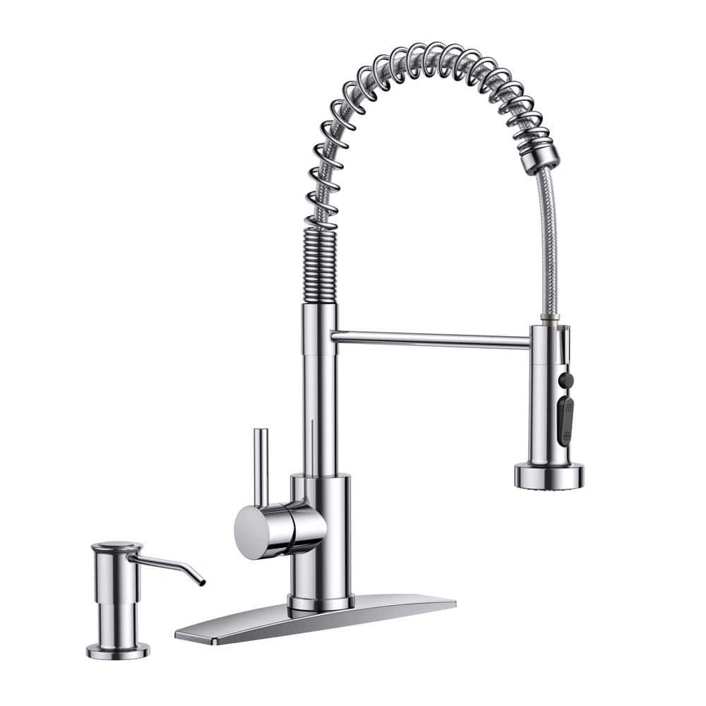 ANZA Single-Handle Pull Down Sprayer Kitchen Faucet with Soap Dispenser in Chrome