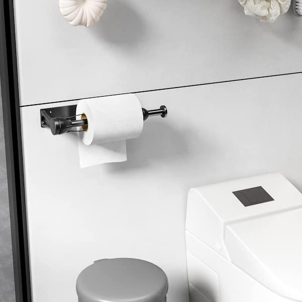 Wall Mount Black Under Cabinet Paper Towel Holder Single Hand Operable Self-Adhesive or Drilled Piece