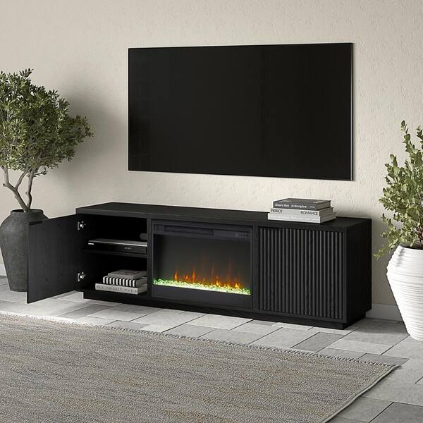 Meyer&Cross Mansfield 70 in. Black Grain TV Stand Fits TV's up to