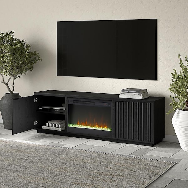 TVシア Meyer&Cross Mansfield 70 in. Black Grain TV Stand Fits TV's