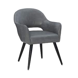 Jade Dark Grey Faux Leather Dining Chair with Curved Back and Padded Seat