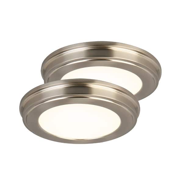 Commercial Electric 11 in. Brushed Nickel Color Changing LED Ceiling Flush Mount (2-Pack)