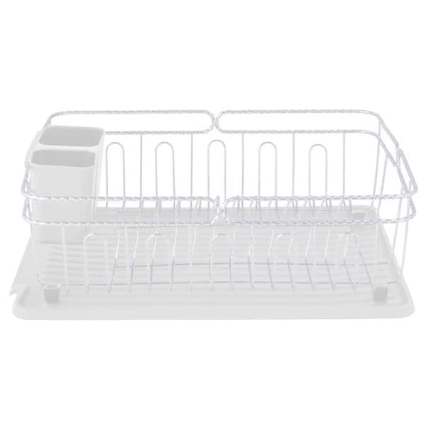 Twisted Chrome 3-Piece White Dish Rack