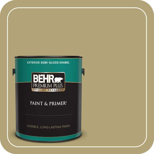 BEHR PREMIUM PLUS 1 gal. #PMD-101 Green Fig Semi-Gloss Enamel Exterior Paint & Primer