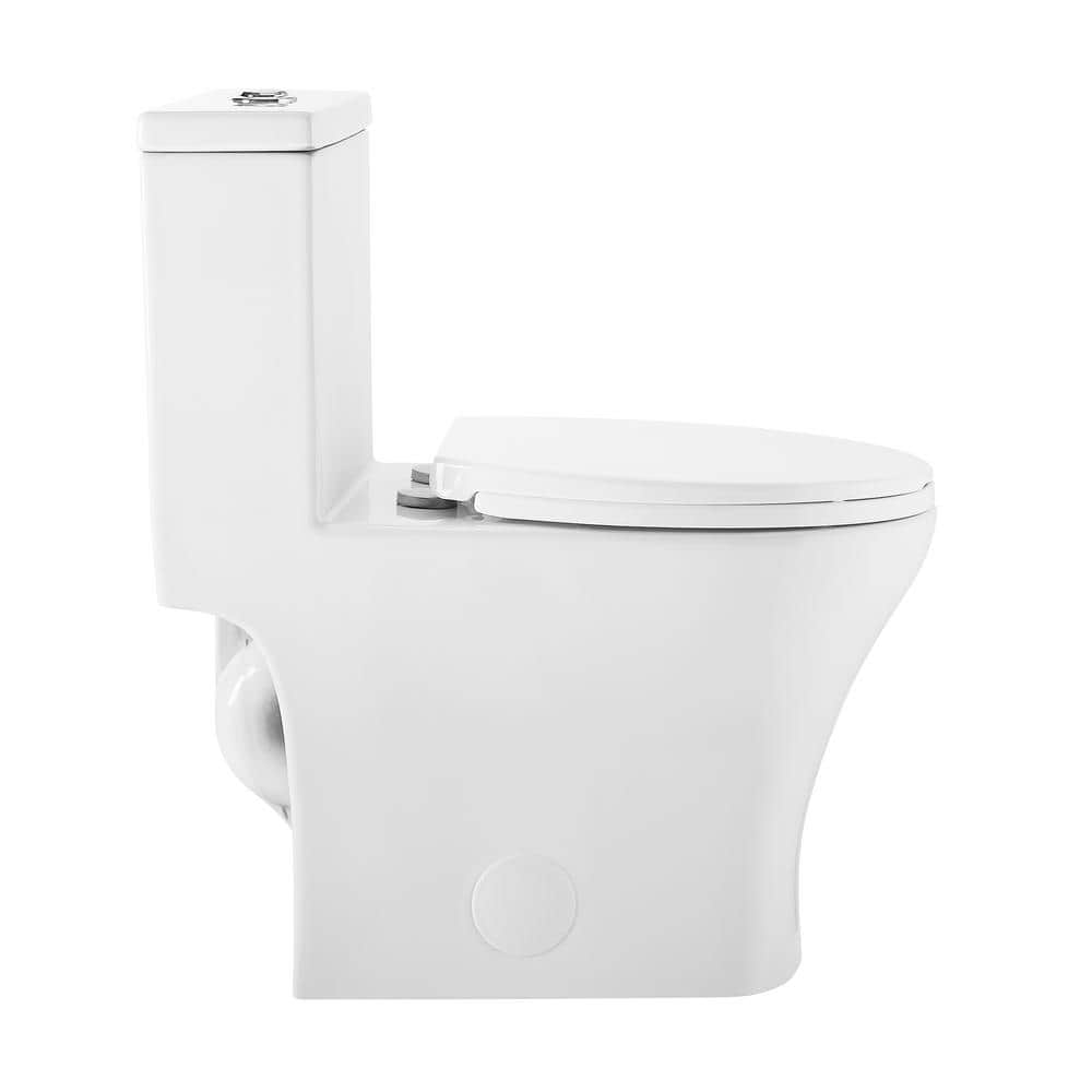 Glossy White Round Ceramic Dual-Flush Toilet