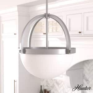 Wedgefield 3-Light Brushed Nickel Island Pendant Light with Frosted Glass Shade