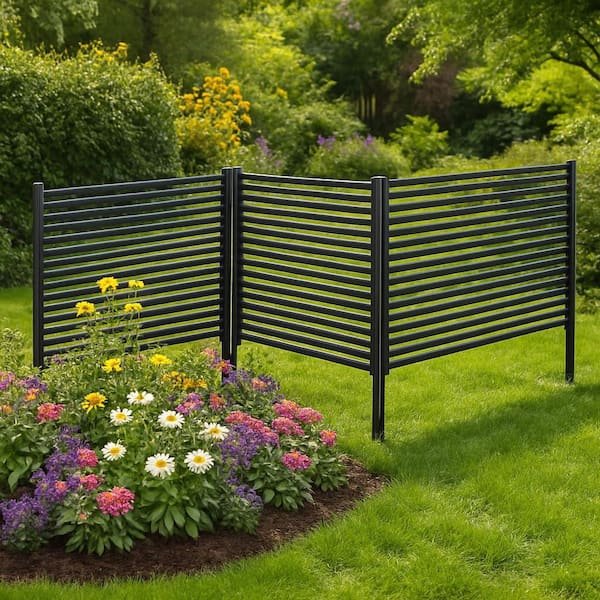 70.89 in. W x 47.24 in. H Black Iron 2-Panel Decorative Garden