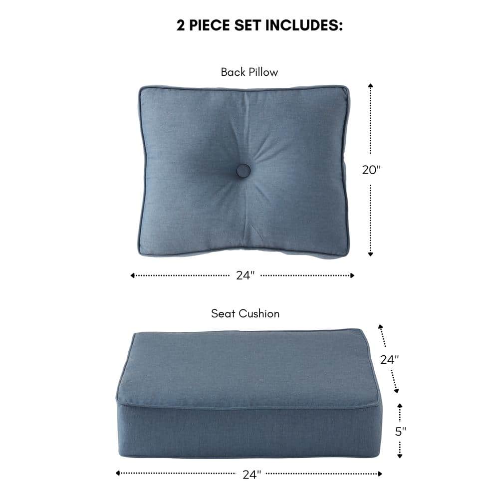 Denim Blue Sunbrella Deep Seat Cushion Set