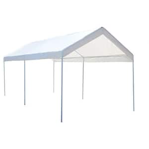 10 ft. x 20 ft. White Steel Frame Pop-Up Canopy Portable Car Canopy Shelter