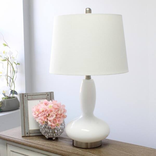 テーブルライト Elegant Designs 22.75 in. White Contemporary Curved Glass