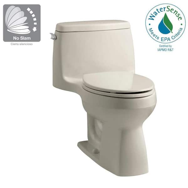KOHLER Santa Rosa 12 in. Rough In 1-Piece 1.28 GPF Single Flush Elongated Toilet in Sandbar Seat Included