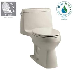 Santa Rosa Comfort Height 1-Piece 1.28 GPF Single Flush Compact Elongated Toilet with AquaPiston Flush in Sandbar