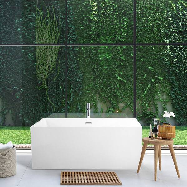 Persephone 59 in. Acrylic Flatbottom Non-Whirlpool Soaking Bathtub in White Persephone 59 in. Acrylic Flatbottom Non-Whirlpool Soaking Bathtub in White