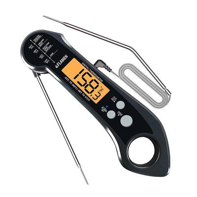 Flamen Digital Meat Thermometer, 2 in. 1-Dual Probe Food Thermometer with  Backlight (Silver) HK3219 - The Home Depot