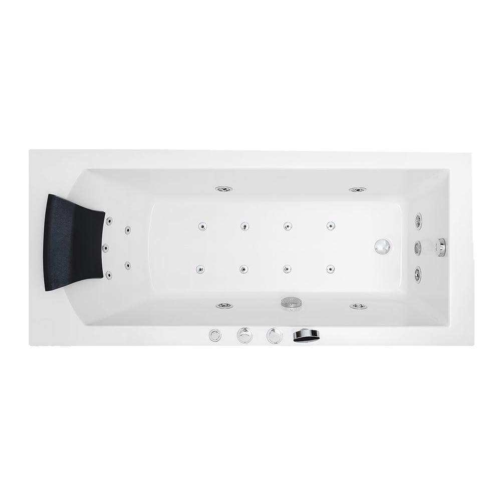 70-Inch White Acrylic Alcove Whirlpool Bathtub with Jets