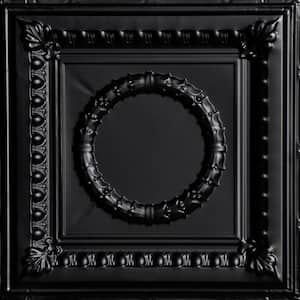 Victory Satin Black 2 ft. x 2 ft. Decorative Tin Style Lay-in Ceiling Tile (24 sq. ft./case)