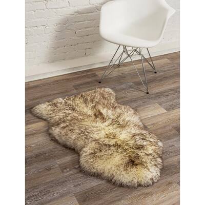 Milan Dark Linen 2 ft. x 3 ft. Shearling Single Sheepskin Rug