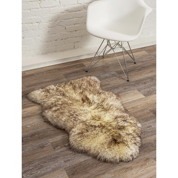 Milan Dark Linen 2 ft. x 3 ft. Shearling Single Sheepskin Area Rug