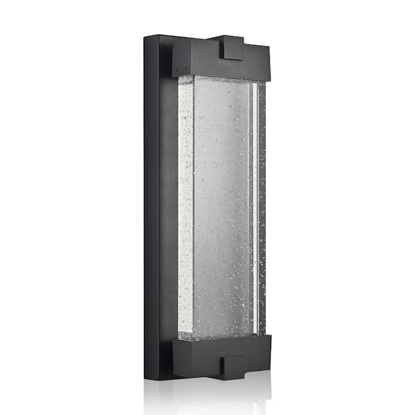 19.3 in. Black Aluminum Finish Outdoor Bubble Crystal Glass LED Light Wall Scone, (1-Pack)
