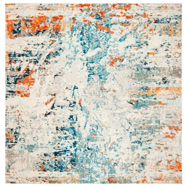 Madison Cream/Orange 9 ft. x 9 ft. Square Area Rug
