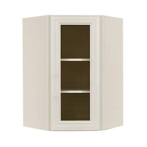 Princeton Assembled 24 in. x 36 in. x 12 in. Wall Diagonal Mullion Door Cabinet with 1-Door 2-Shelves in Off-White