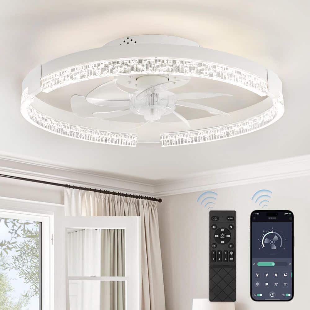 20 in. Smart Indoor White Low Profile Ceiling Fan with Integrated LED Light, Remote/App Control, 6 Speeds, 3CCT price history on PriceWatchPro