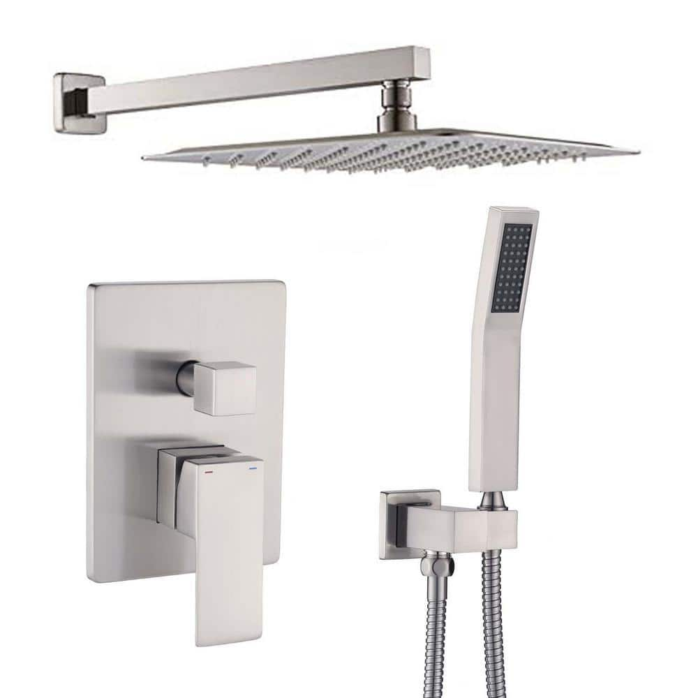 GIVING TREE 1-Handle 2-Spray Square Wall Mount Shower Faucet with 12 in ...