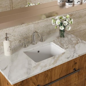 7 in. Undermount Rectangular Bathroom Sink in White with Overflow