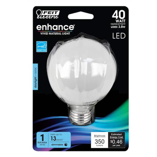 Feit Electric 40-Watt Equivalent G25 Dimmable White Filament CEC Clear  Glass E26 Medium Globe LED Light Bulb Soft White 2700K (3-Pack)  G2540927CAWFILHDRP/3 - The Home Depot