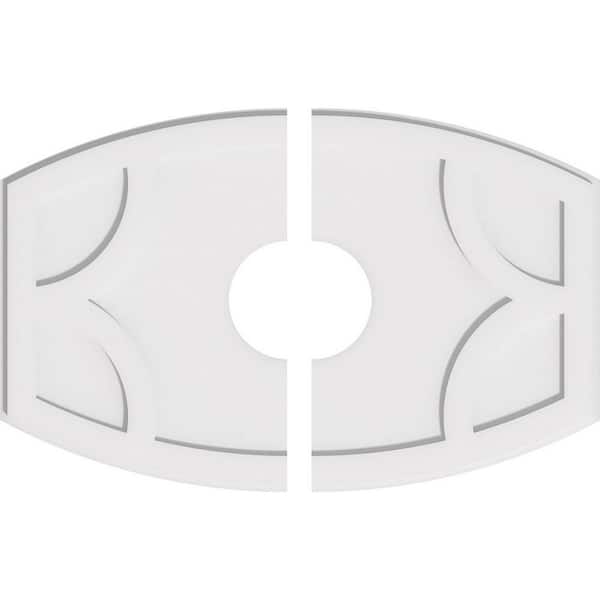 Ekena Millwork 34 in. W x 22-5/8 in. H x 7 in. ID x 1 in. P Kailey Architectural Grade PVC Contemporary Ceiling Medallion (2-Piece)