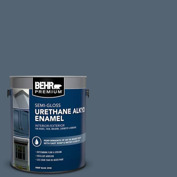 BEHR PREMIUM 1 gal. #T17-17 Midnight Show Urethane Alkyd Semi-Gloss Enamel Interior/Exterior Paint