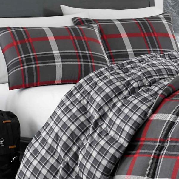 Willow Gray Plaid Comforter Set